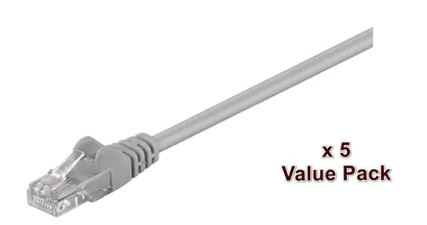 MicroConnect CAT5e U/UTP 15m šedá / Patch kabel / RJ-45 / 5 ks