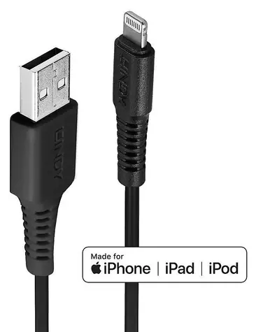 Lindy / Kabel USB-A na Lightning / 0,5 m / černá