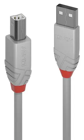 Lindy USB 2.0 A-B 1m šedá / Kabel / USB-A - USB-B / 480 Mbit/s
