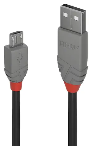 Lindy / USB kabel / USB A - Micro-USB B / 5 m / Černá