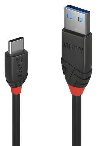 Lindy černá / USB kabel / USB-A - USB-C / 1,5 m / 10 Gbit/s