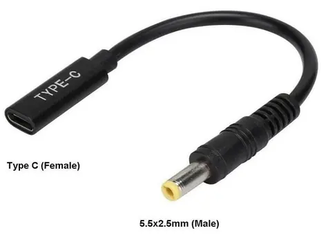 CoreParts USB-C na 5,5 x 2,5 mm černá / Napájecí adaptér pro notebooky / Výstup 2,5 A