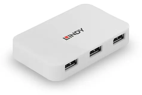 Lindy USB 3.0 Hub Basic 4-port bílý / Rozbočovač / 4x USB 3.0 Type-A