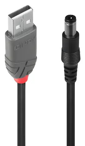 Lindy USB-A - DC černá / Redukce / 1,5 m