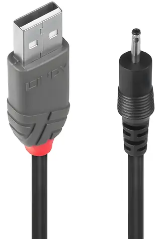 Lindy / Napájecí kabel / USB-A na 2,5 mm / 1,5 m / USB 2.0 / 5 V / černá