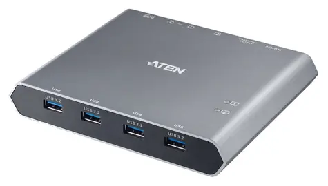 Aten 2-Port USB-C 4K DisplayPort stříbrná / KVM switch / 4K 3840×2160 / 3x USB-C / 1x DisplayPort