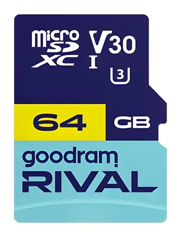 GOODRAM RIVAL M3AA microSDXC 64 GB + SD adaptér / Class 10 / UHS-I U3 / V30 / R: 100 MB/s / W: 40 MB/s