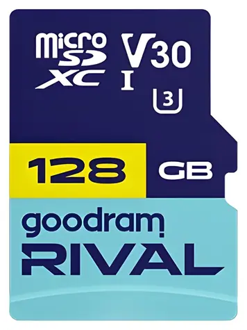 GOODRAM RIVAL M3AA microSDXC 128GB + SD adaptér / Class 10 / UHS-I U3 / V30 / R: 100 MB/s / W: 70 MB/s