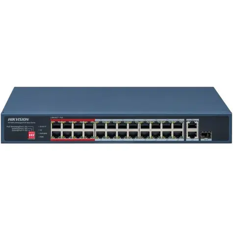 Hikvision / Switch / 24x 10/100 Mbps PoE / 1x Gb RJ45 / 1x Gb Combo / 230W