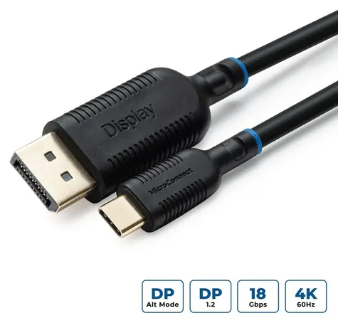 MicroConnect kabel USB-C (M) - DisplayPort (M) 3m černá / 4K