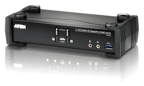 ATEN 2-port KVMP Switch / 3× DisplayPort / 4K 4096×2160 / USB / Audio