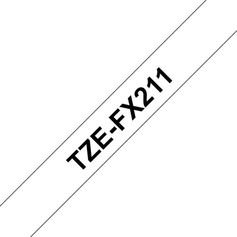 Brother TZE-FX211 bílá/černá / Páska do štítkovače / flexibilní / 6 mm / 8 m