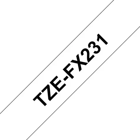 Brother TZE-FX231 bílá/černá / Kazeta s páskou / Laminovaná / Flexibilní / 12 mm / 8 m