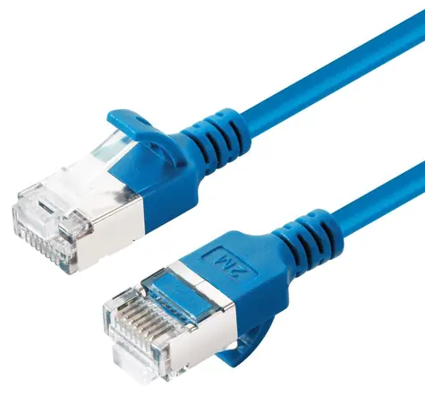 MicroConnect CAT6a Slim modrá / Síťový kabel / U/UTP / RJ-45 / 7,5 m / LSZH