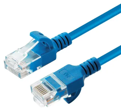 MicroConnect CAT6a U/UTP Slim 0.3m modrá / Patch kabel / RJ-45