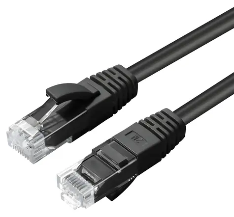 MicroConnect CAT6a U/UTP 0,15 m černá / Síťový kabel / RJ-45 / PoE / LSZH