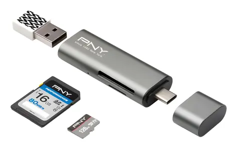 PNY Card Reader / Čtečka paměťových karet / USB-C / USB