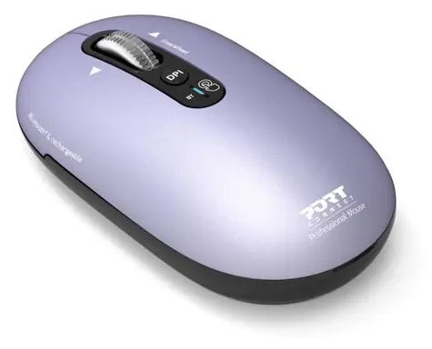PORT CONNECT Pure MAC fialová / Bezdrátová nabíjecí myš / Bluetooth / FreeWheel / 3200 DPI / USB-C