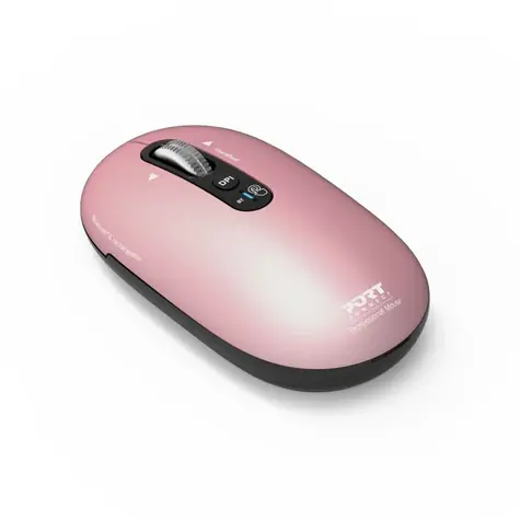 PORT CONNECT Pure MAC růžová / Bezdrátová nabíjecí myš / Bluetooth / FreeWheel / 3200 DPI / USB-C