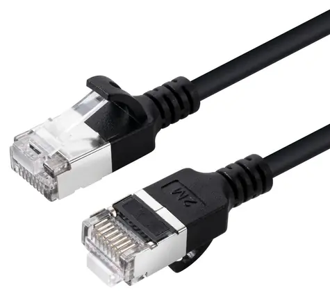 MicroConnect CAT6a Slim černá / Síťový kabel / U/UTP / RJ-45 / 7,5 m / LSZH