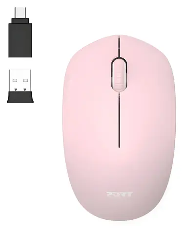 PORT CONNECT Wireless COLLECTION růžová / Bezdrátová myš / USB-A/USB-C dongle / 2,4 GHz / 1600 DPI