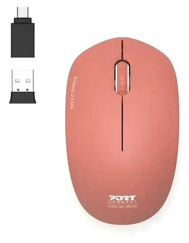 PORT CONNECT Wireless COLLECTION cihlová / Bezdrátová myš / USB-A/USB-C dongle / 2,4 GHz / 1600 DPI