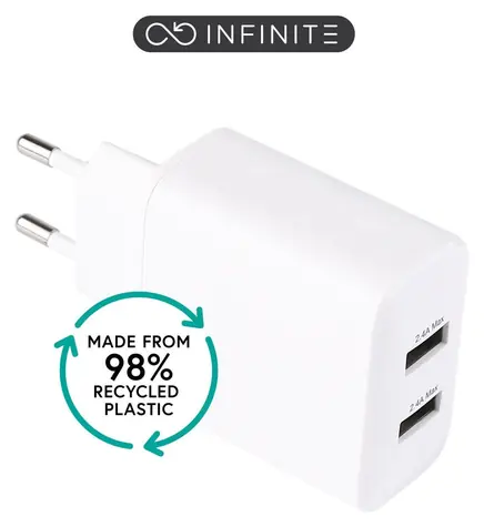 eSTUFF INFINITE bílá / USB nabíječka / 2x USB-A / 2x USB-C / 24 W