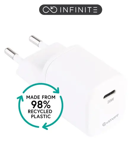 eSTUFF INFINITE bílá / USB nabíječka / USB-C / 20 W / rychlé nabíjení