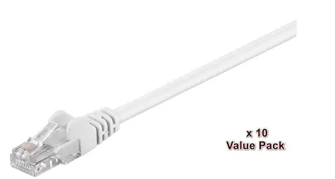 MicroConnect CAT5e 1m bílá / Síťový kabel / U/UTP / 10 ks