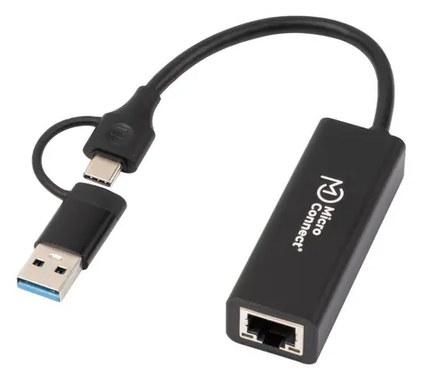 MicroConnect Premium USB-C/A na RJ45 černá / Adaptér / 0,2 m