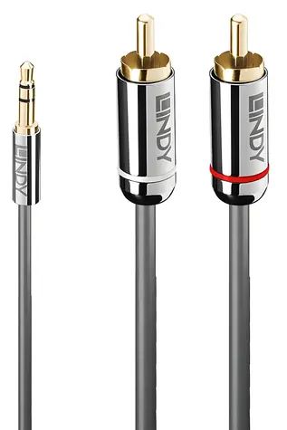 Lindy Cromo / Audio kabel / 3,5 mm jack - 2x RCA / 0,5 m / Antracit