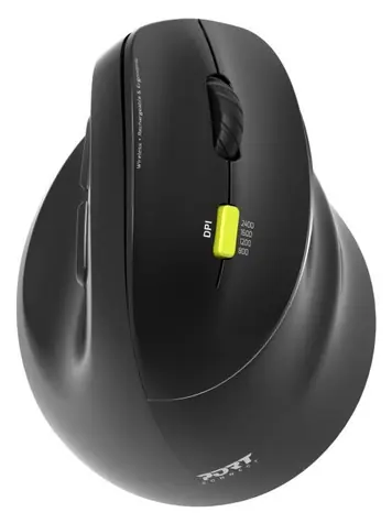 PORT CONNECT Ergo Shape pravoruká černá / Bezdrátová ergonomická myš / Bluetooth + 2.4 GHz / 2400 DPI