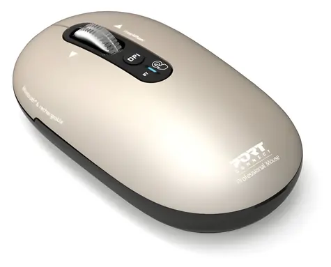 PORT CONNECT Pure MAC perleťová / Bezdrátová nabíjecí myš / Bluetooth / FreeWheel / 3200 DPI / USB-C