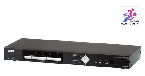 ATEN 4-Port USB HDMI Multi-View / KVM switch / 4K UHD / 2x RJ-45 / 1U