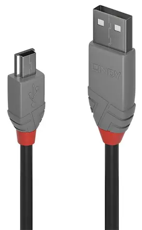 Lindy USB 2.0 černá / Kabel USB / USB A - Mini-USB B / 2 m / 480 Mbit/s