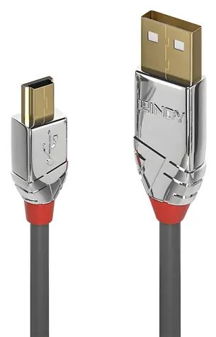 Lindy šedá / Kabel USB 2.0 USB-A - Mini-USB B / 1 m / 480 Mbit/s
