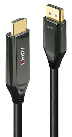 Lindy 1m Active DisplayPort 1.4 / Aktivní kabel DisplayPort na HDMI / 60 Hz / 10 bit