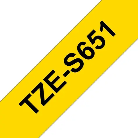 Brother TZe-S651 žlutá / Páska pro tiskárnu štítků / silně lepící / laminovaná / černý tisk / 24 mm / 8 m