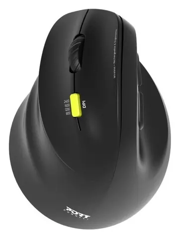 PORT CONNECT Ergo Shape levoruká černá / Bezdrátová ergonomická myš / Bluetooth + 2.4 GHz / 2400 DPI