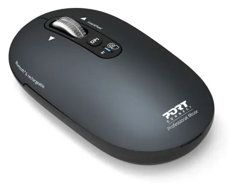 PORT CONNECT Pure MAC tmavě šedá / Bezdrátová nabíjecí myš / Bluetooth / FreeWheel / 3200 DPI