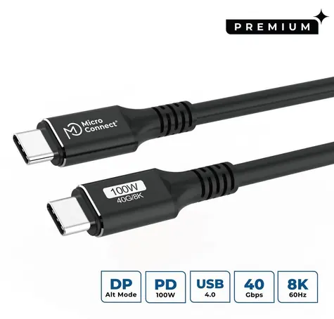 MicroConnect USB-C - USB-C 1,5 m černá / Kabel