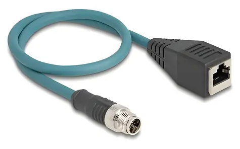 DeLock Kabel M12 X 8pin (M) - RJ45 (F) / Průmyslový síťový kabel / 50 cm