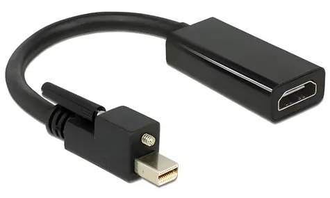 DeLock mini DisplayPort 1.2 (M) se šroubky - HDMI (F) černá / Adaptér / aktivní / 4K