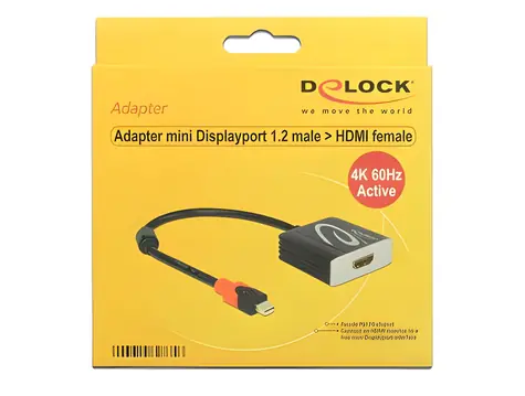 Delock Adaptér mini DisplayPort na HDMI / 20 cm / 4K 60 Hz / aktivní