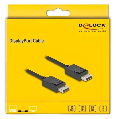 Delock DisplayPort 2.1 2m / Kabel / 16K 30 Hz, 8K 60 Hz / 40 Gbps / HDCP 2.3