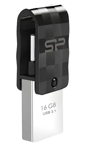 Silicon Power Mobile C31 16GB černá / Flash disk / USB 3.2 Gen 1 / USB-A + USB-C