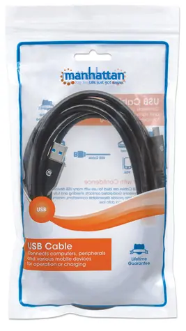Manhattan / Kabel USB-C - USB-A / USB 3.2 Gen 1 / 5 Gbit/s / 3 m / černý