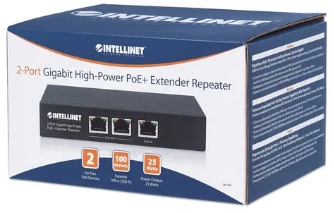 Intellinet PoE+ Extender 561266 / PoE+ extender / 2-port / 1000 Mbps / 100 m