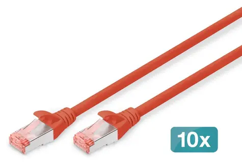Digitus CAT 6 S-FTP červená / Patch kabel / 2 m / 10 ks / AWG 27/7 / LSZH / Měď