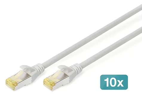 Digitus Patch Cable CAT 6A šedý / Síťový kabel / S/FTP / AWG 26/7 / RJ-45 / 0,5 m / 10 ks